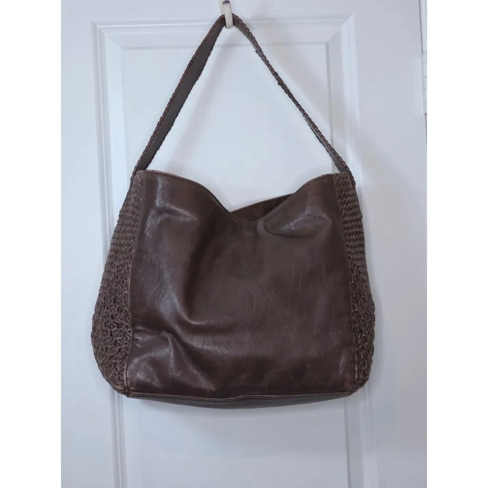 Women's Brown Leather Hobo Bag One Size